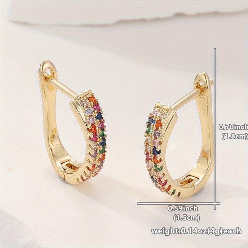 Women's Colored Synthetic Zirconia Hoop Earrings, Versatile Daily Wear